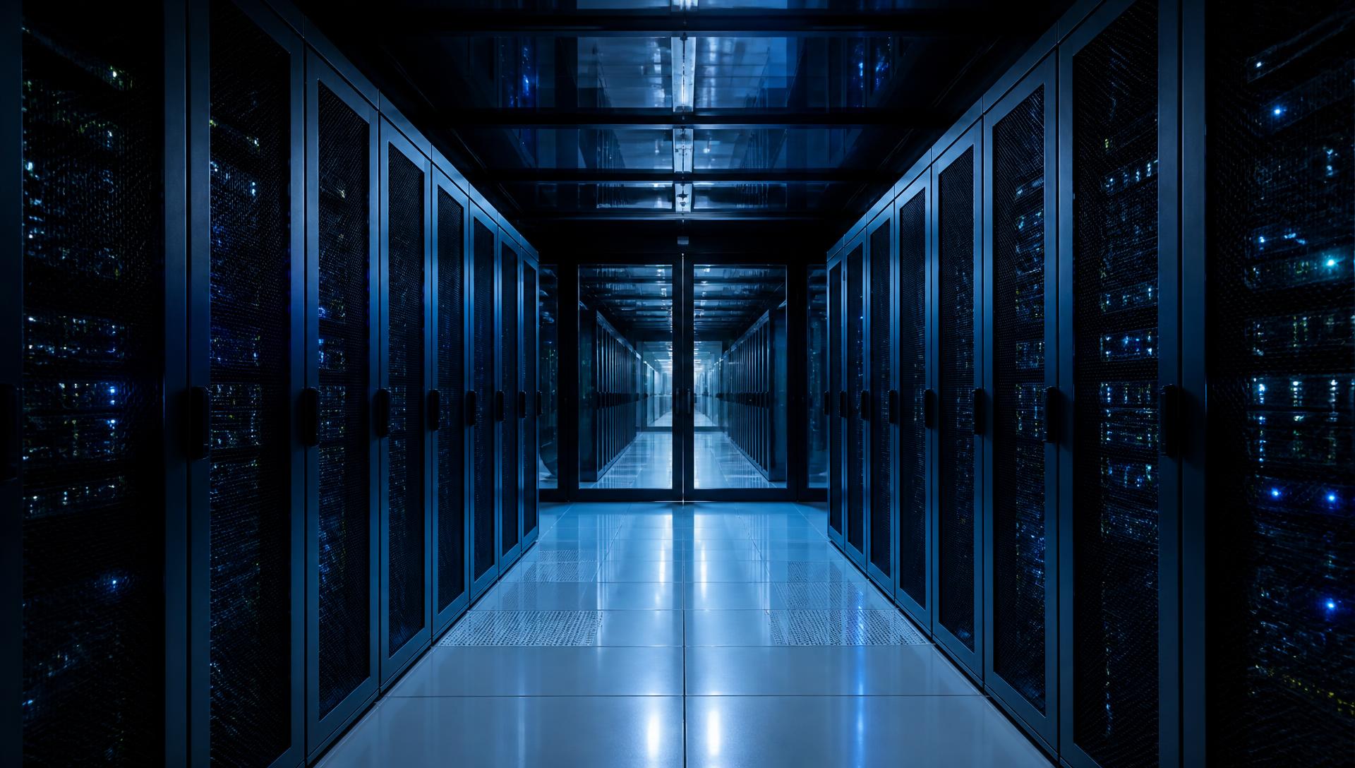 Contained cold aisle corridor between server racks in a Data Centre